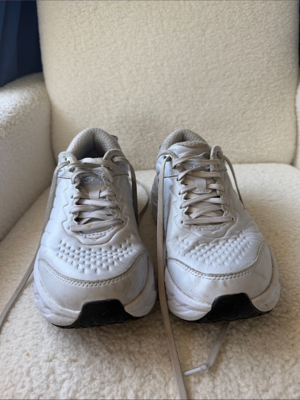 Hoka White Leather Woman’s Athletic Running Shoes